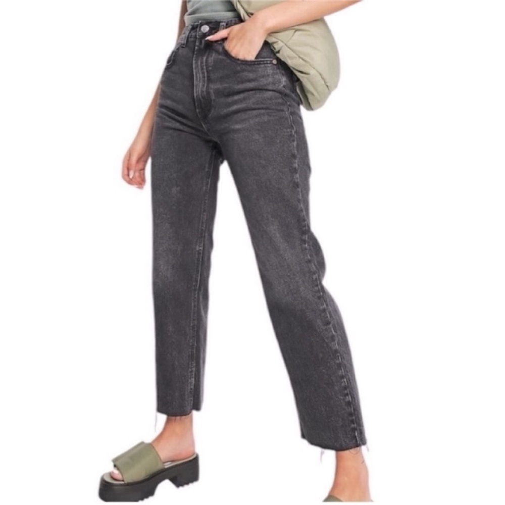 ASOS Grey Straight Leg High-rise Retro Jeans 8
